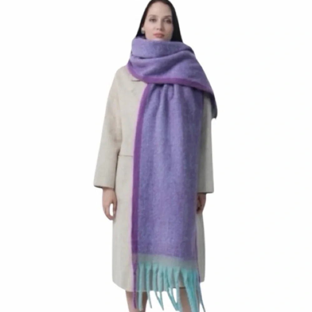 Chunky Oversized Winter Blanket Scarf With Fringe NWT